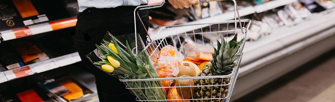 Photo of shopping basket full of food